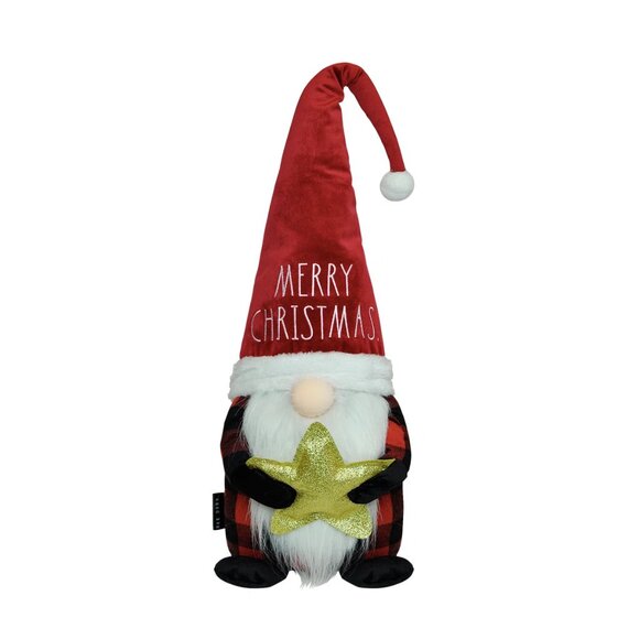 Rae Dunn Merry Christmas Plush Santa Gnome with Gold Sequin Star - Picture 2 of 4